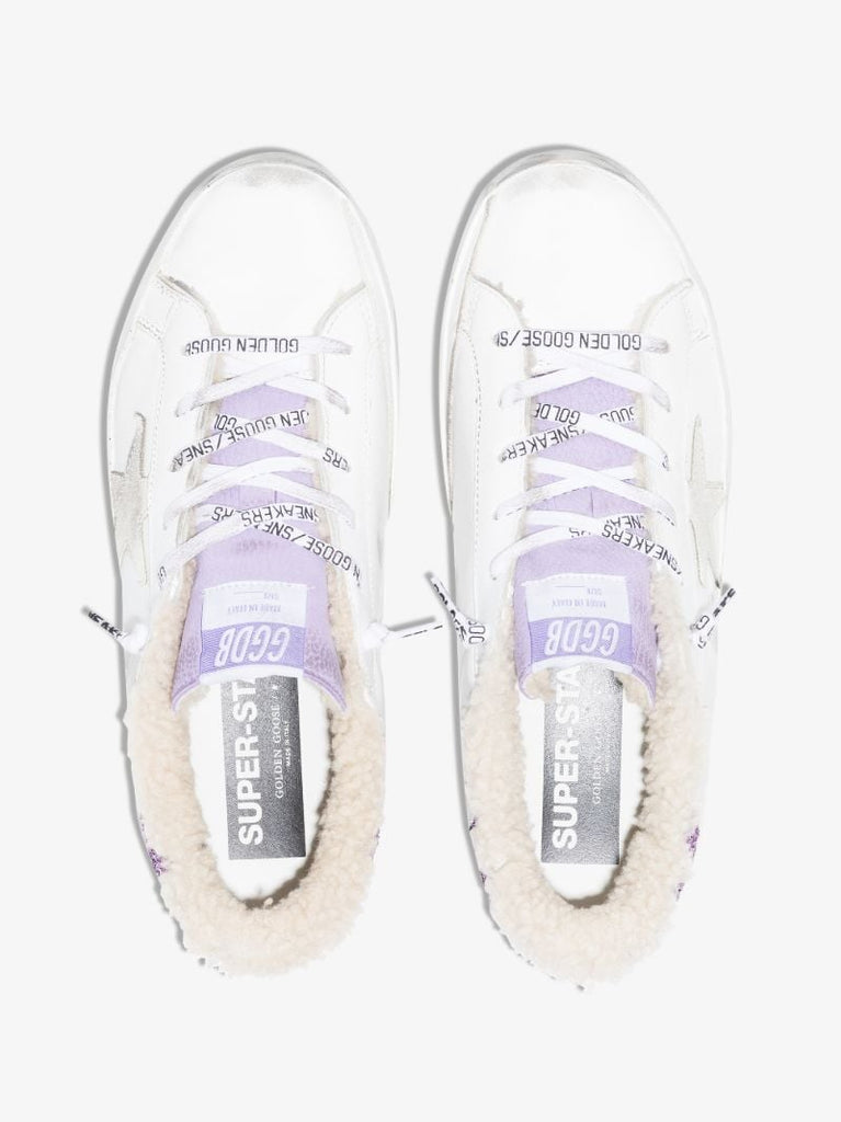 White Super-star Shearling Leather Sneakers