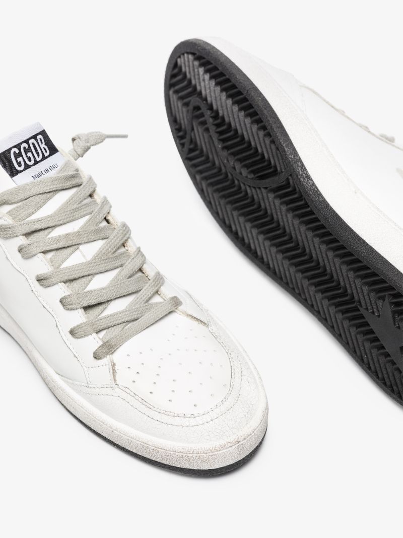 White Ball Star Leopard Leather Sneakers