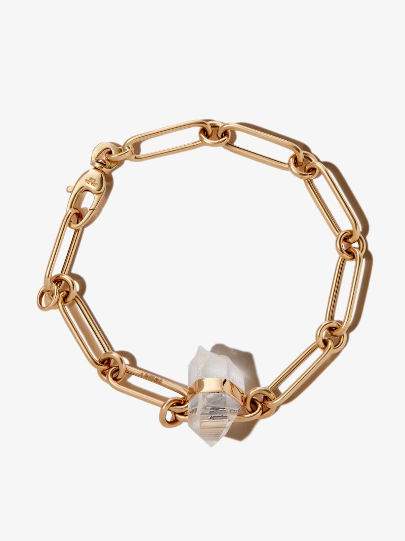 14k Yellow Gold Quartz Jumbo Link Chain Bracelet