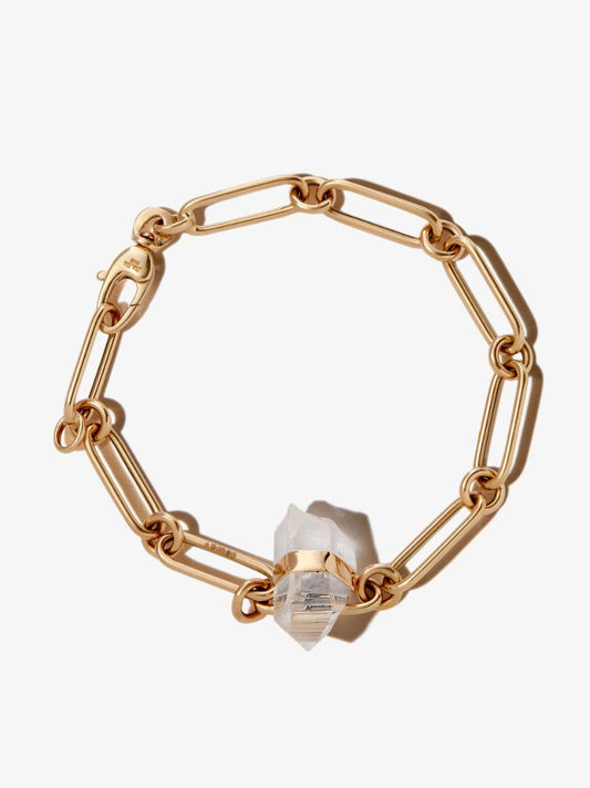 14k Yellow Gold Quartz Jumbo Link Chain Bracelet