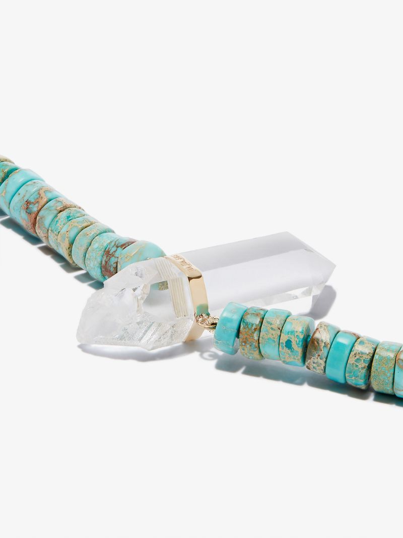 14k Yellow Gold Jasper Beaded Quartz Necklace