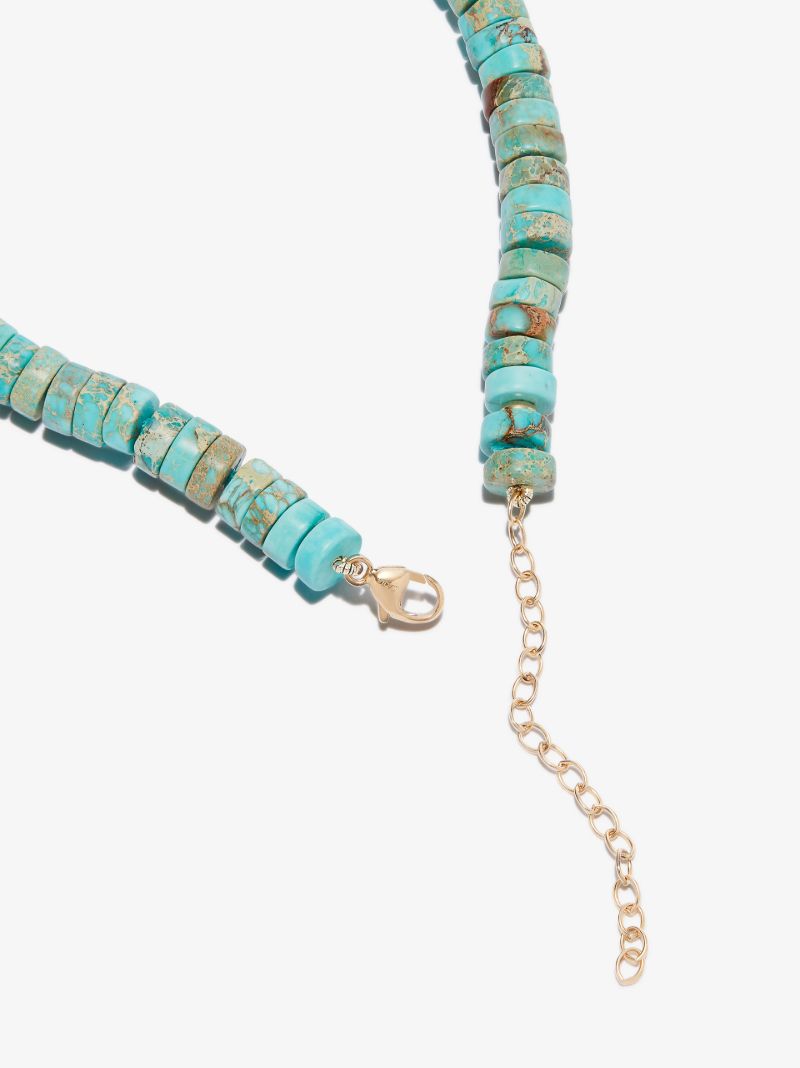 14k Yellow Gold Jasper Beaded Quartz Necklace