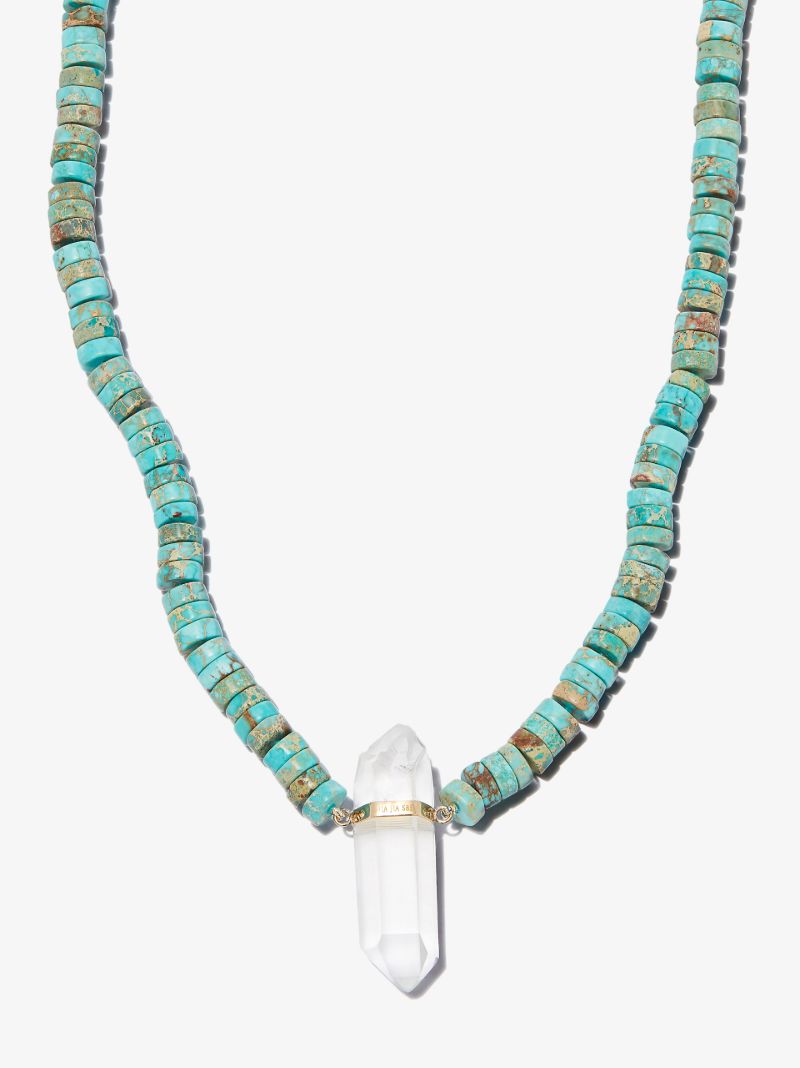 14k Yellow Gold Jasper Beaded Quartz Necklace