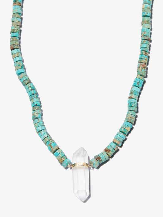 14k Yellow Gold Jasper Beaded Quartz Necklace