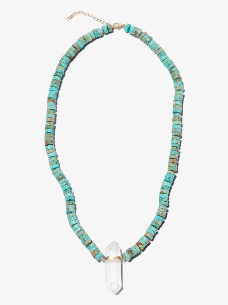 14k Yellow Gold Jasper Beaded Quartz Necklace