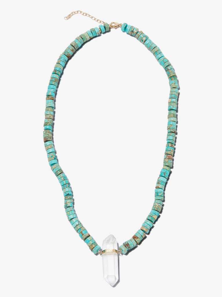 14k Yellow Gold Jasper Beaded Quartz Necklace