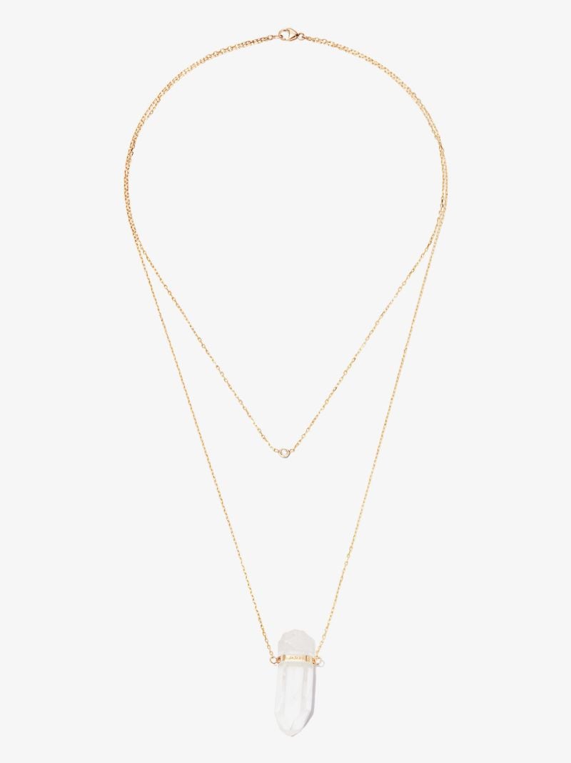 14k Yellow Gold Crystal Quartz Diamond Necklace