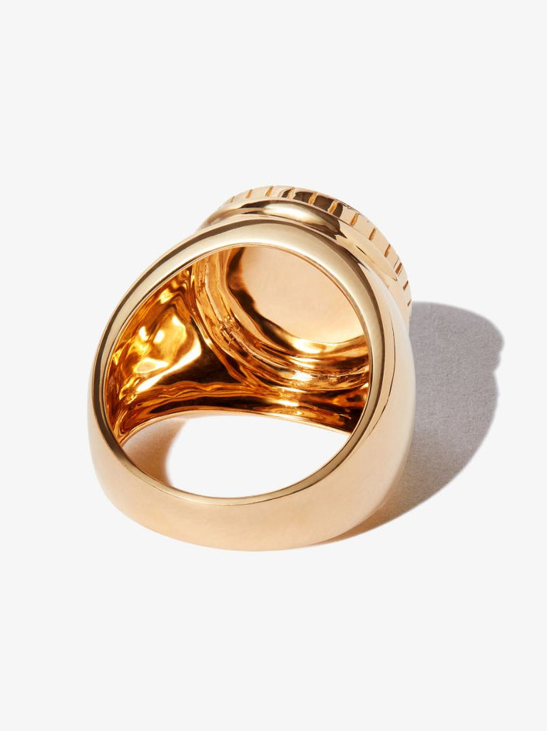 14k Yellow Gold Zebra Jasper Diamond Signet Ring