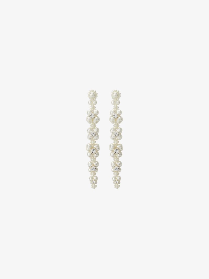 White Flower Drop Earrings