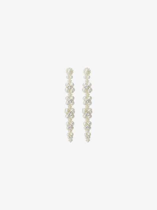 White Flower Drop Earrings