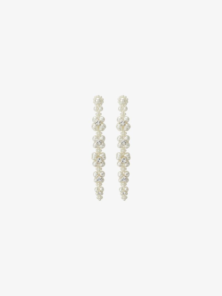 White Flower Drop Earrings