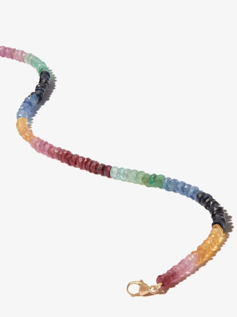 14k Yellow Gold Arizona Sapphire Beaded Anklet