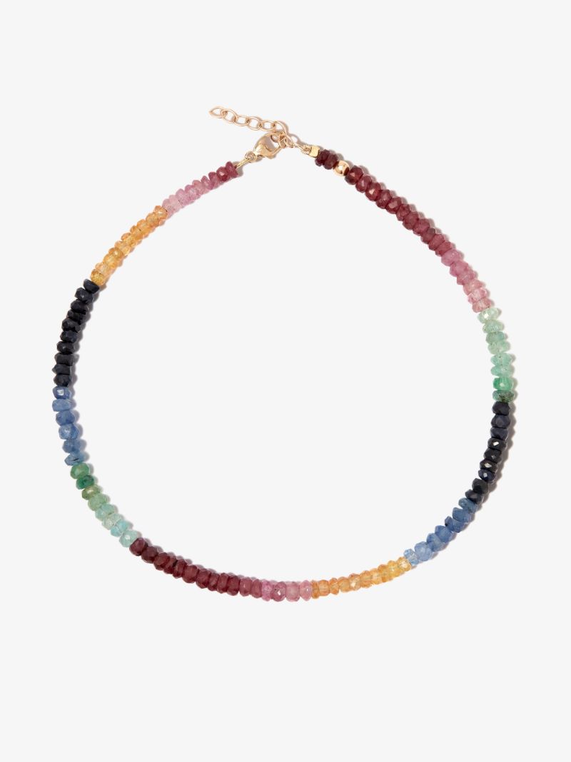 14k Yellow Gold Arizona Sapphire Beaded Anklet