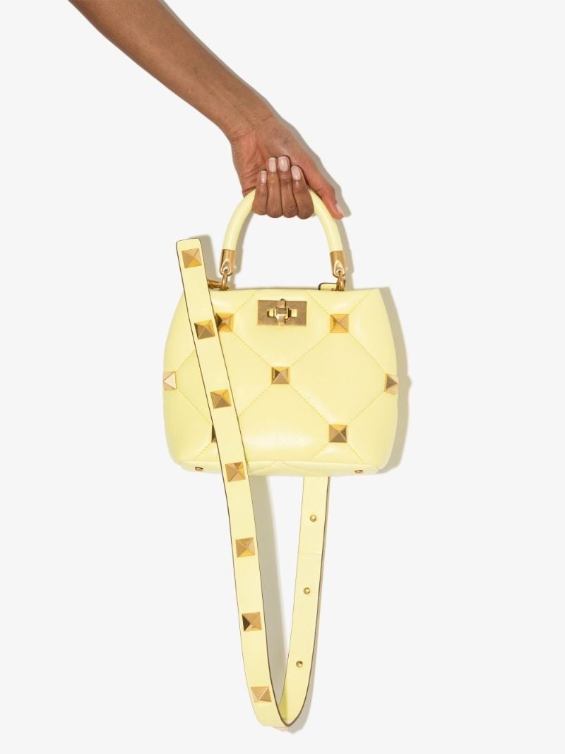Yellow Roman Stud Small Leather Shoulder Bag