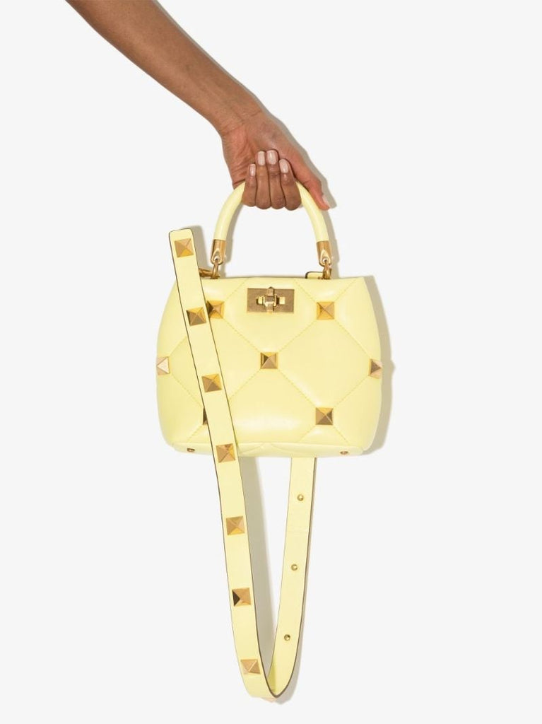 Yellow Roman Stud Small Leather Shoulder Bag
