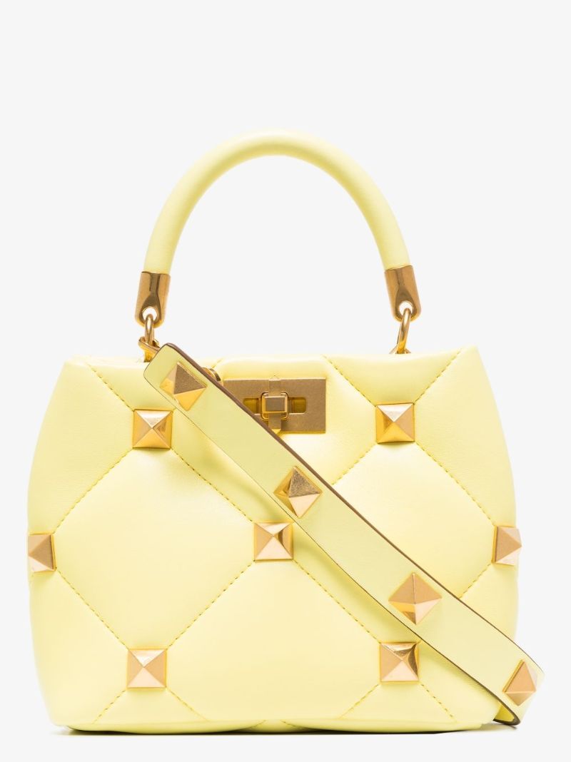 Yellow Roman Stud Small Leather Shoulder Bag