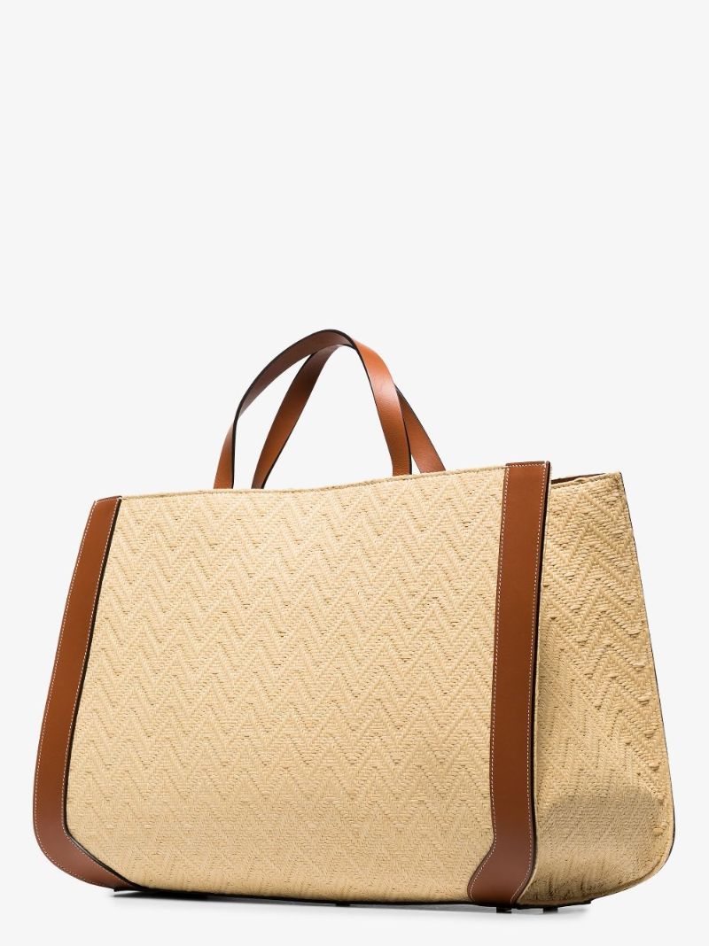 Neutral Supervee Raffia Tote Bag