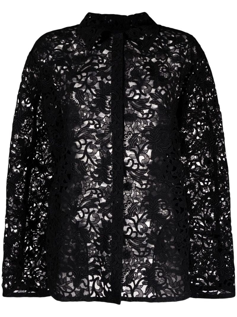 Black Lace Shirt Jacket