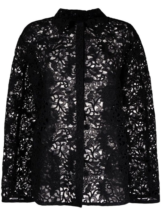Black Lace Shirt Jacket