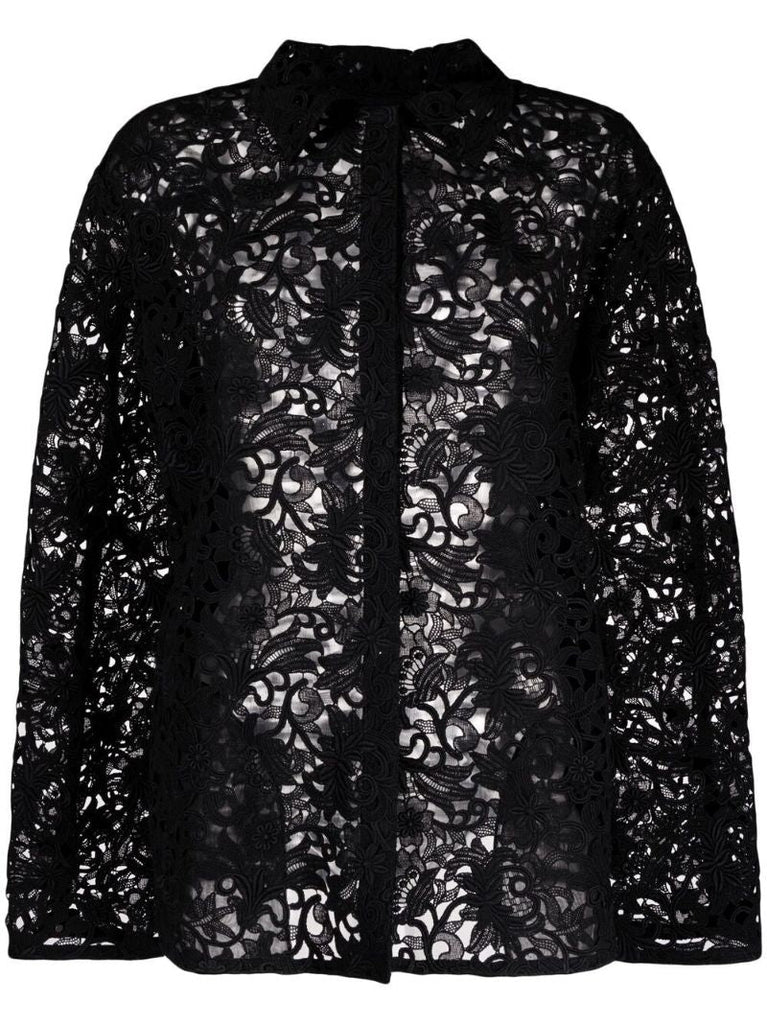Black Lace Shirt Jacket