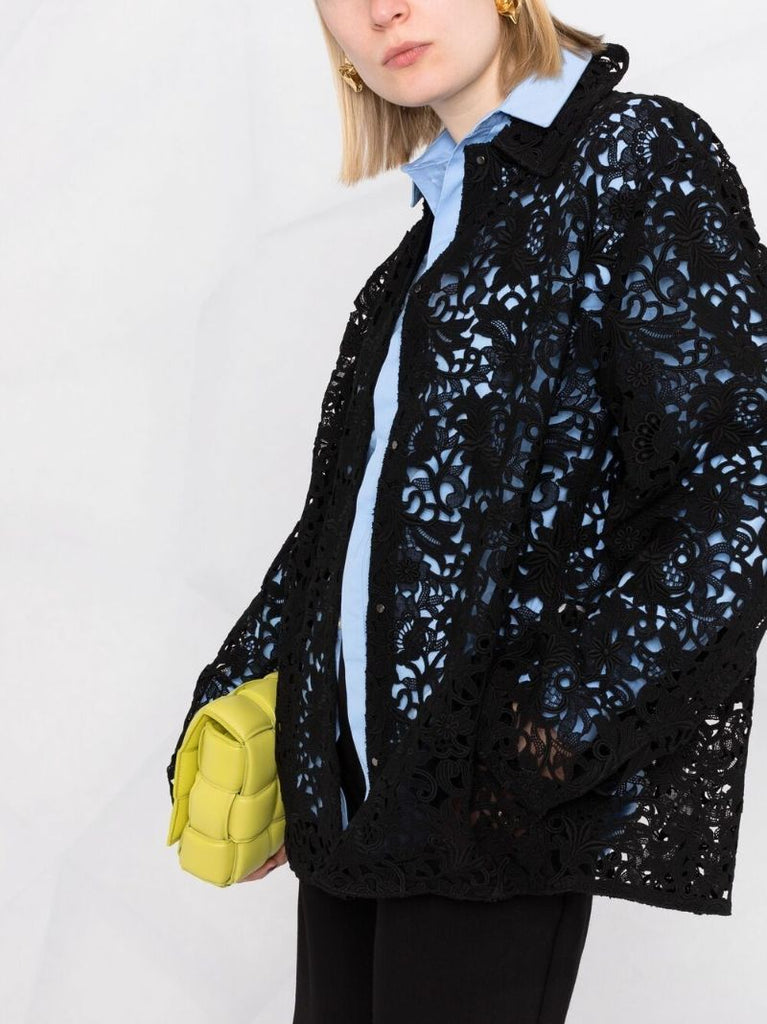 Black Lace Shirt Jacket