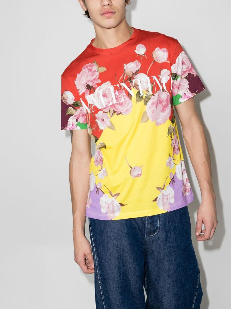 Logo Print Floral T-shirt