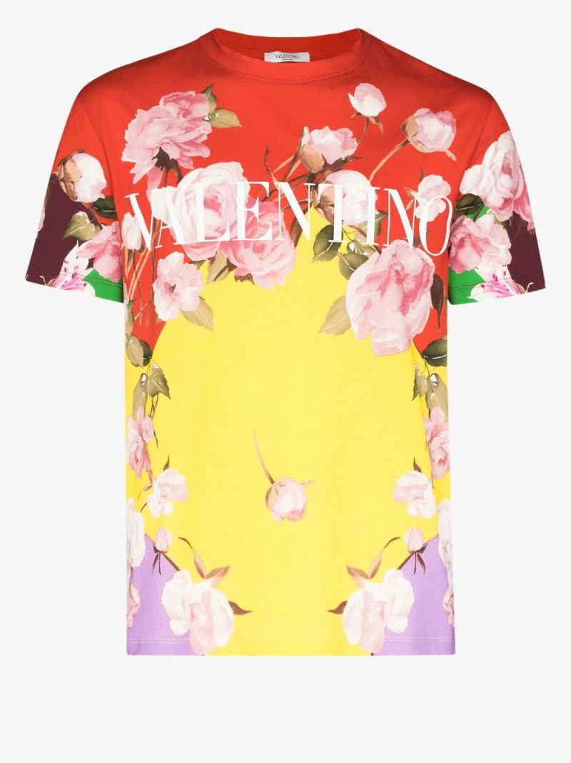 Logo Print Floral T-shirt