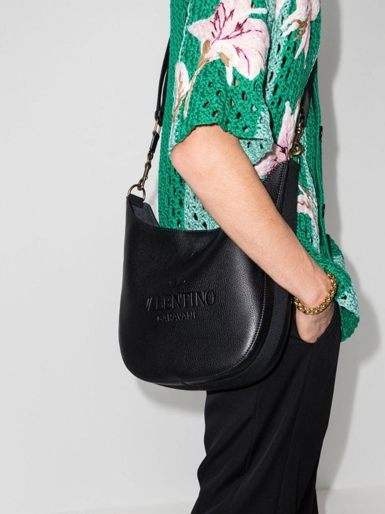 Black Identity Leather Shoulder Bag