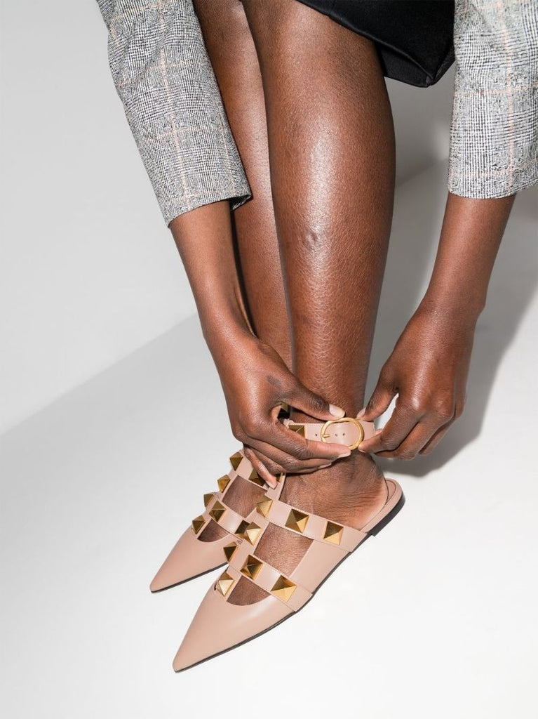 Neutral Roman Stud Leather Pumps