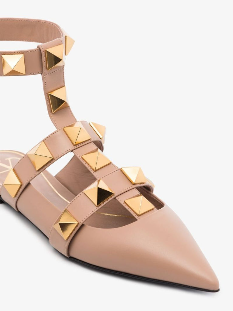 Neutral Roman Stud Leather Pumps