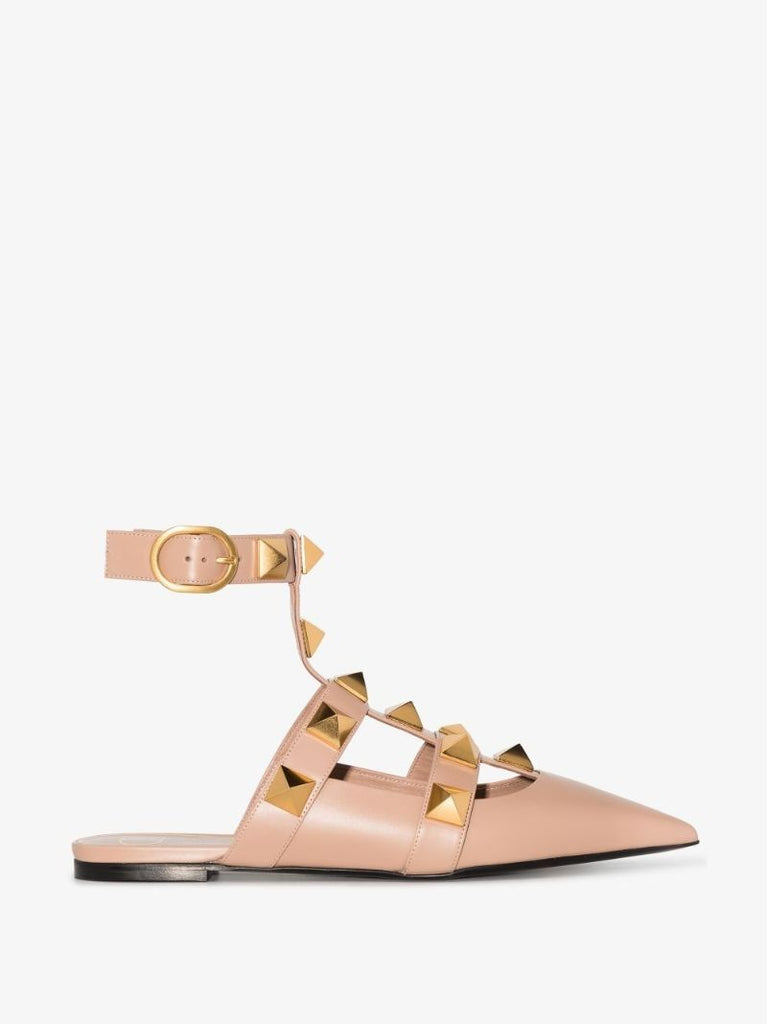 Neutral Roman Stud Leather Pumps
