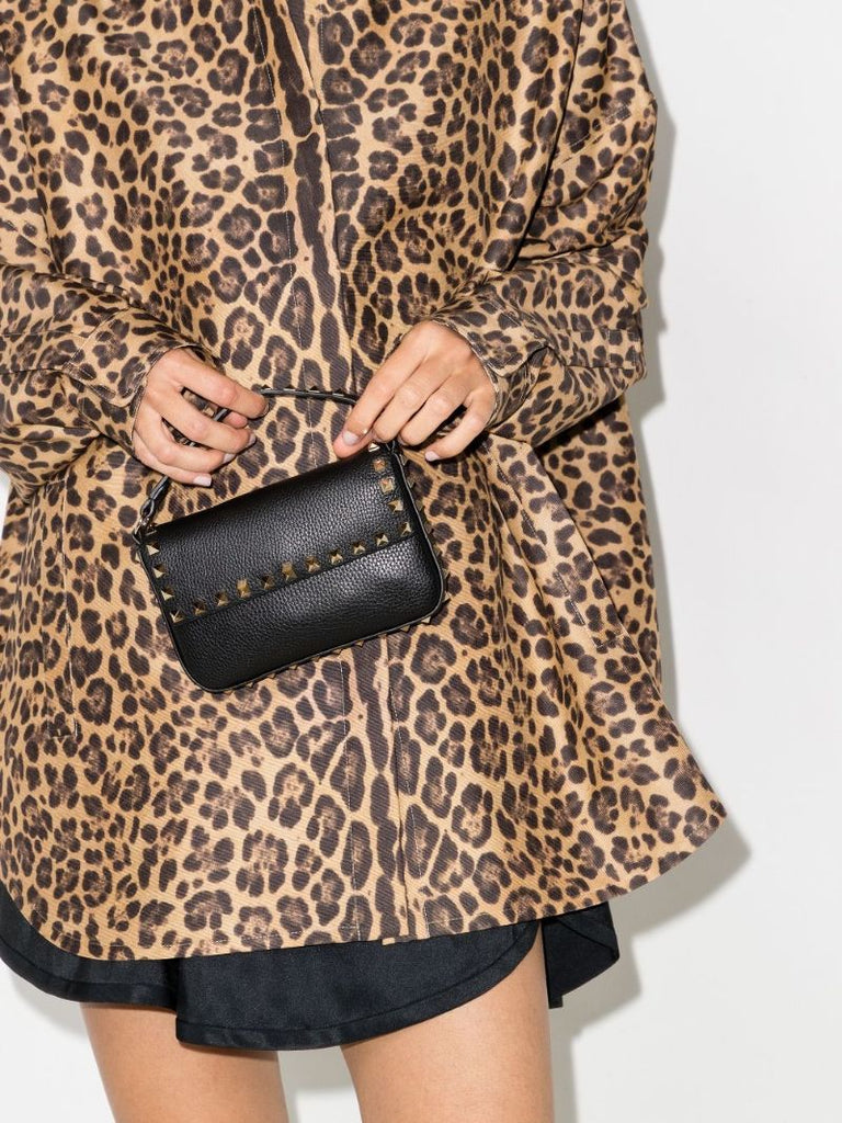 Black Rockstud Mini Leather Shoulder Bag