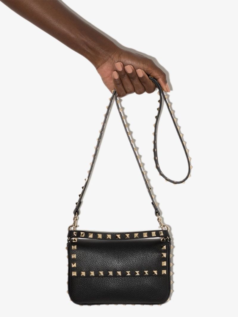 Black Rockstud Mini Leather Shoulder Bag