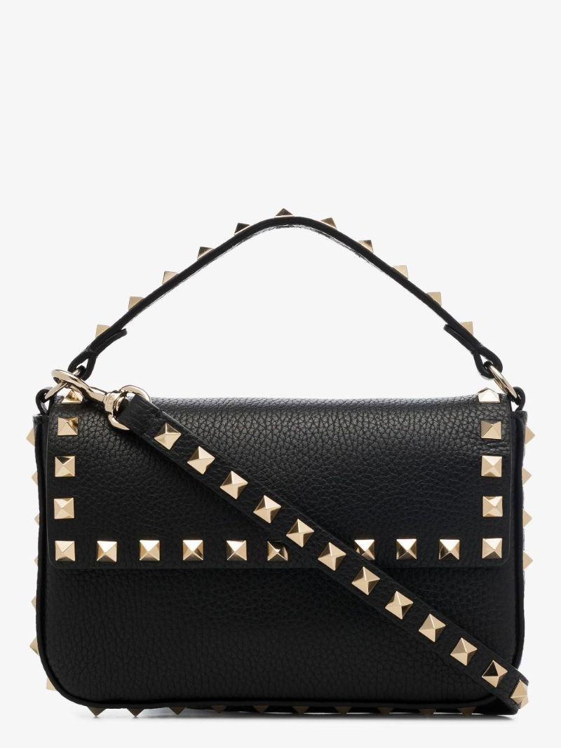 Black Rockstud Mini Leather Shoulder Bag