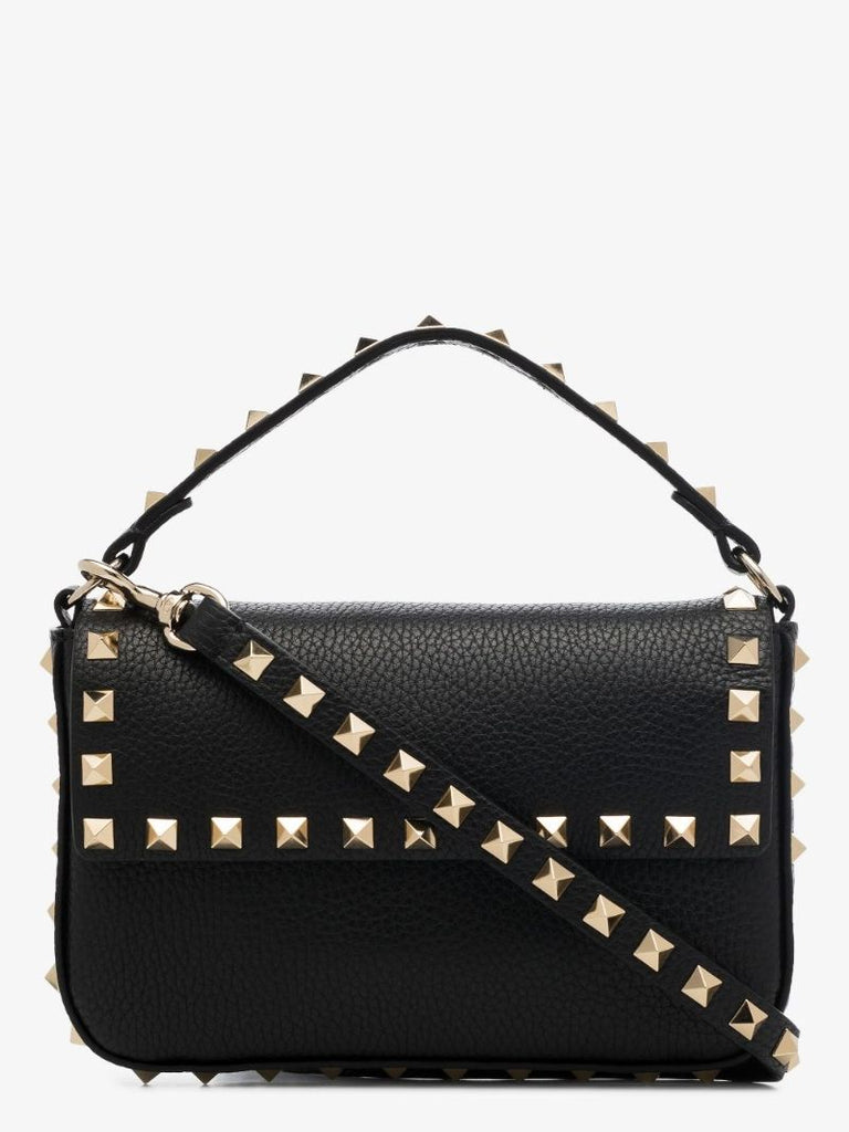 Black Rockstud Mini Leather Shoulder Bag