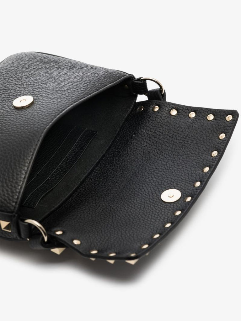 Black Rockstud Mini Leather Shoulder Bag