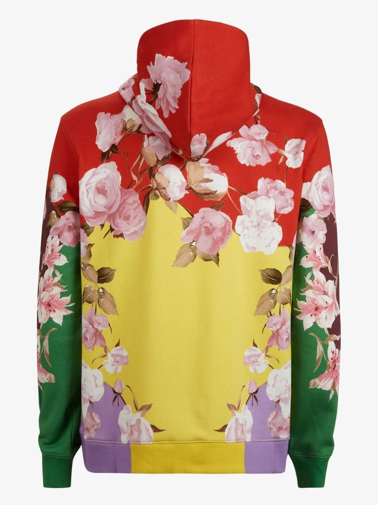 Rose Print Colour Block Hoodie