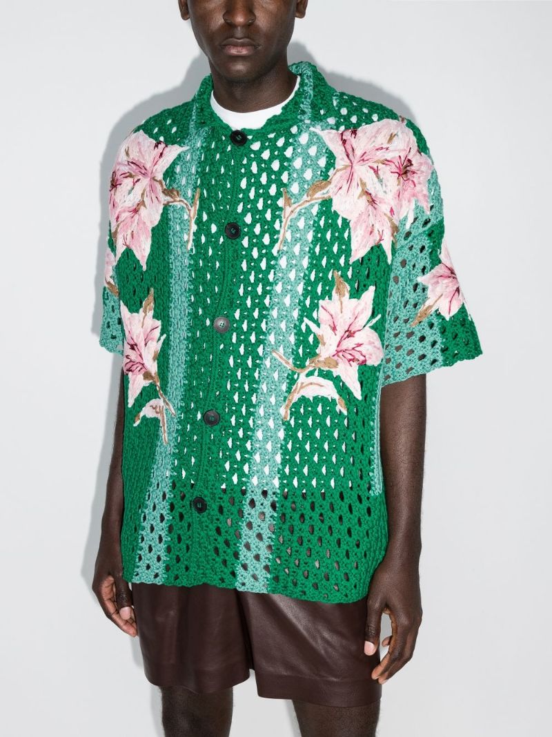 Floral Embroidered Crochet Shirt