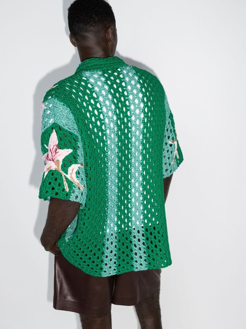Floral Embroidered Crochet Shirt