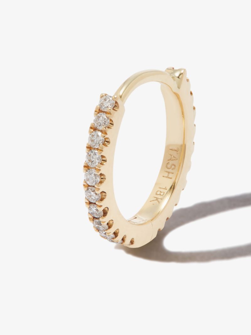 18k Yellow Gold Eternity Diamond Hoop Earring
