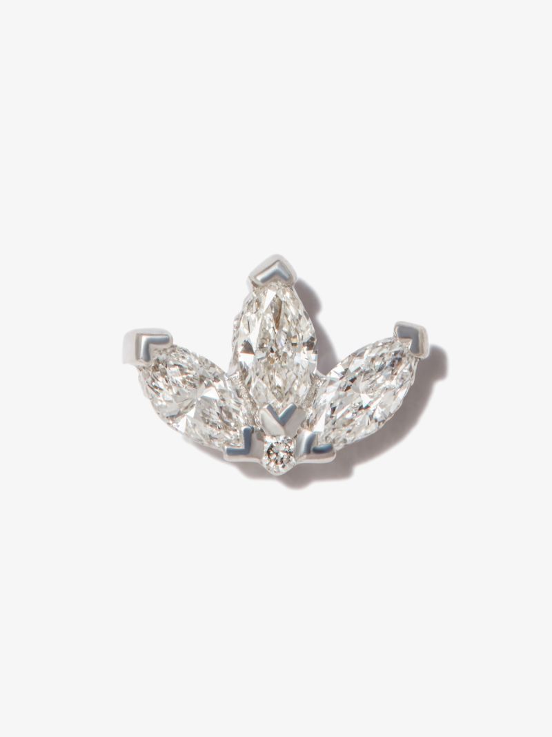 18k White Gold Lotus Diamond Earring