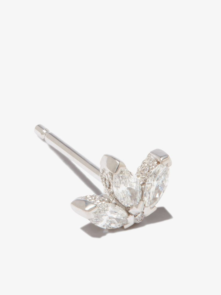 18k White Gold Lotus Diamond Earring