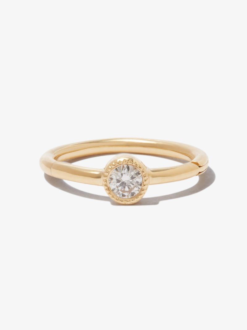 18k Yellow Gold Scalloped Diamond Hoop Earring