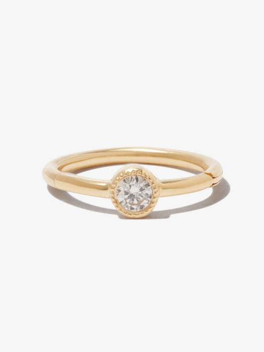 18k Yellow Gold Scalloped Diamond Hoop Earring