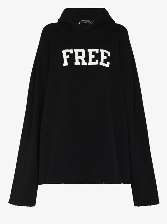 Black Free Cotton Hoodie