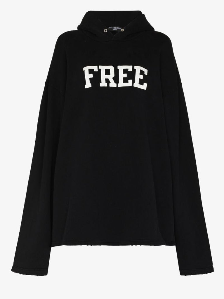 Black Free Cotton Hoodie