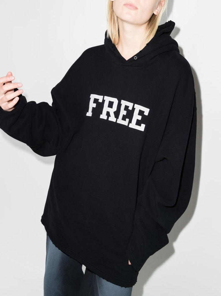 Black Free Cotton Hoodie