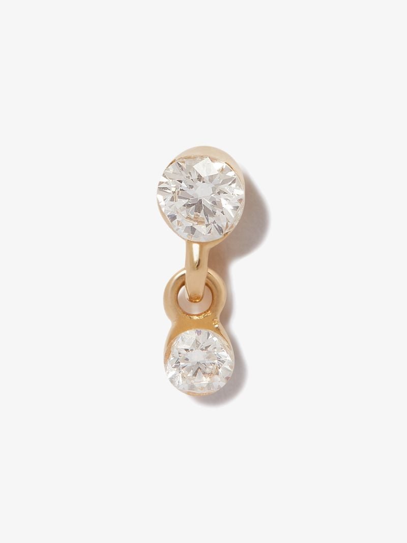 18k Yellow Gold Invisible Set Dangle Diamond Earring
