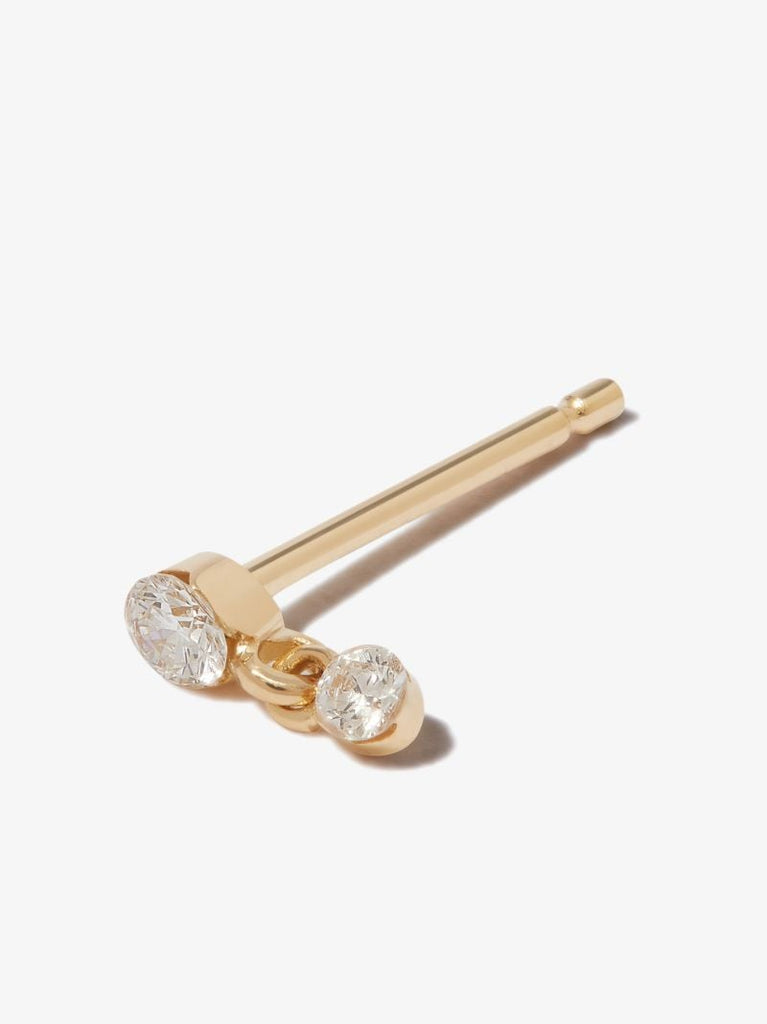 18k Yellow Gold Invisible Set Dangle Diamond Earring