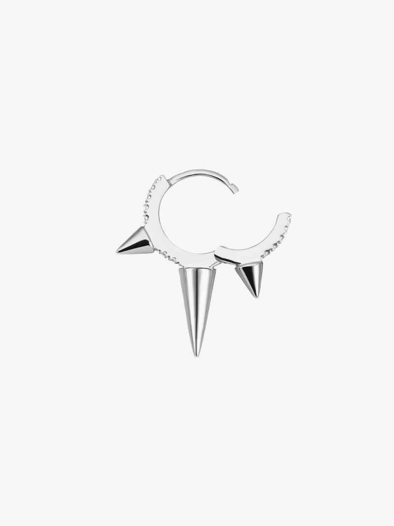 18k White Gold Triple Spike Diamond Earring